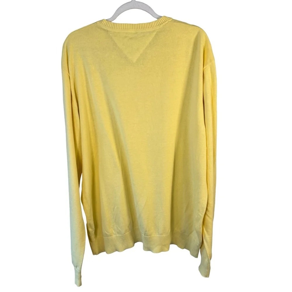 Tommy Hilfiger Men's V-Neck Sweater in Bright Yellow Size XL Classic Preppy